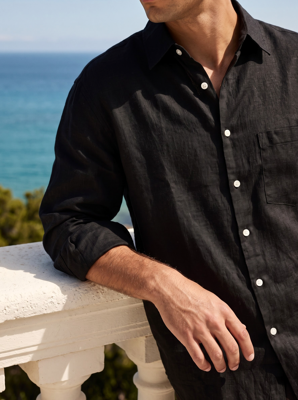 Griffyn black pure linen shirt - view 2