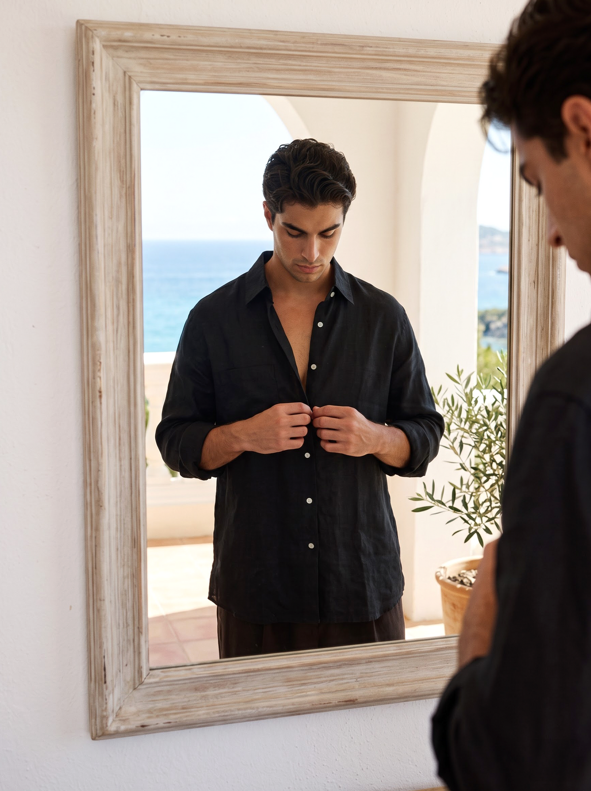 Griffyn black pure linen shirt - view 5