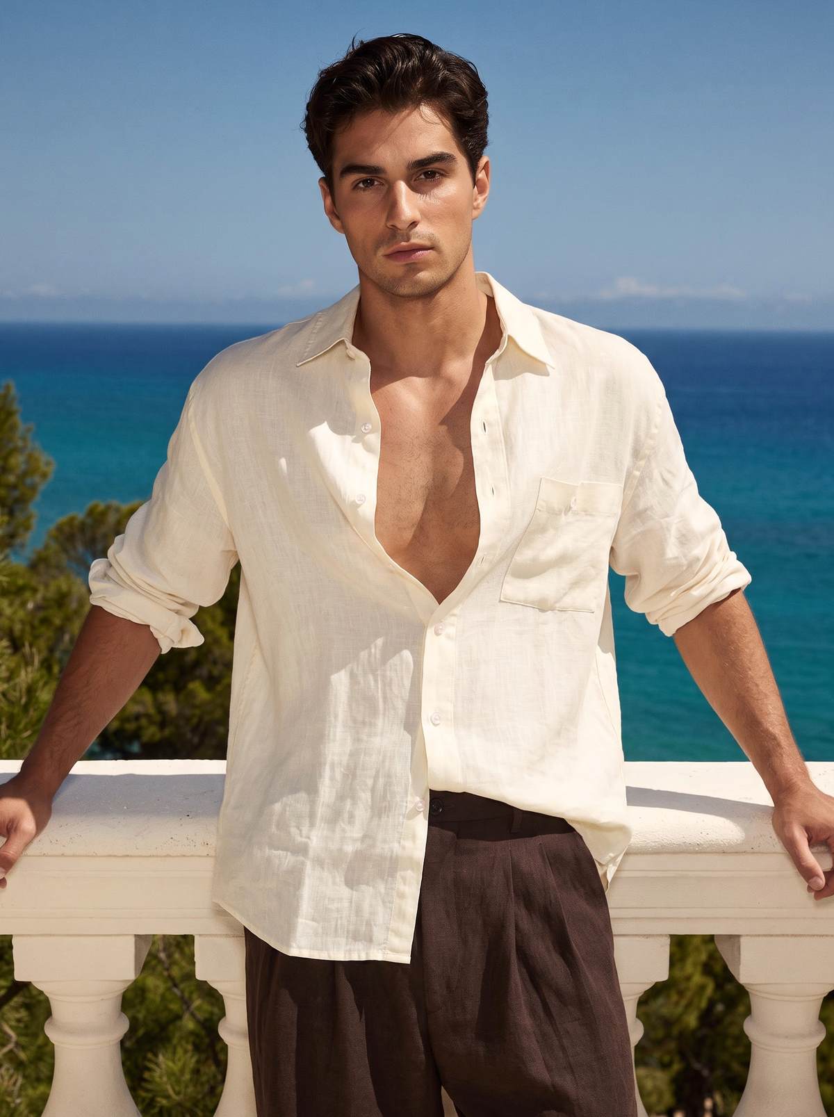 Griffyn cream pure linen shirt - view 2