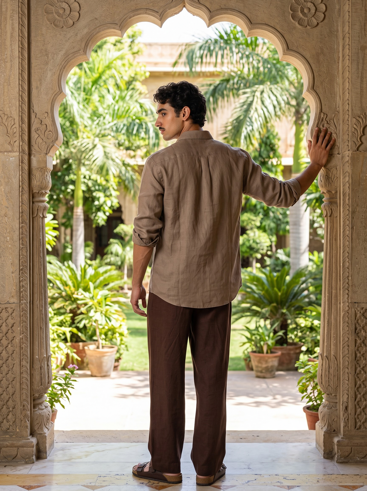 Griffyn walnut pure linen shirt