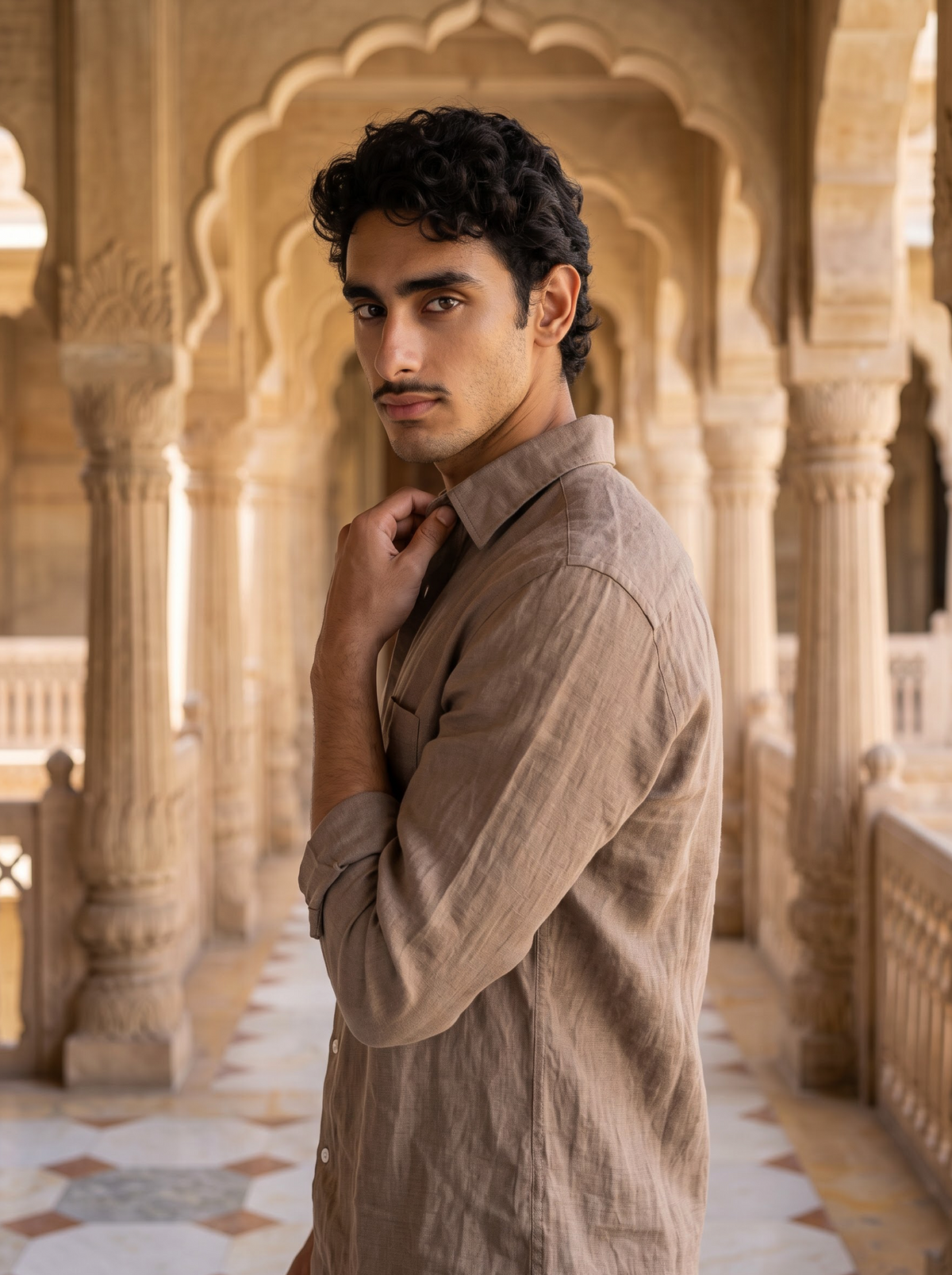 Griffyn walnut pure linen shirt - view 2