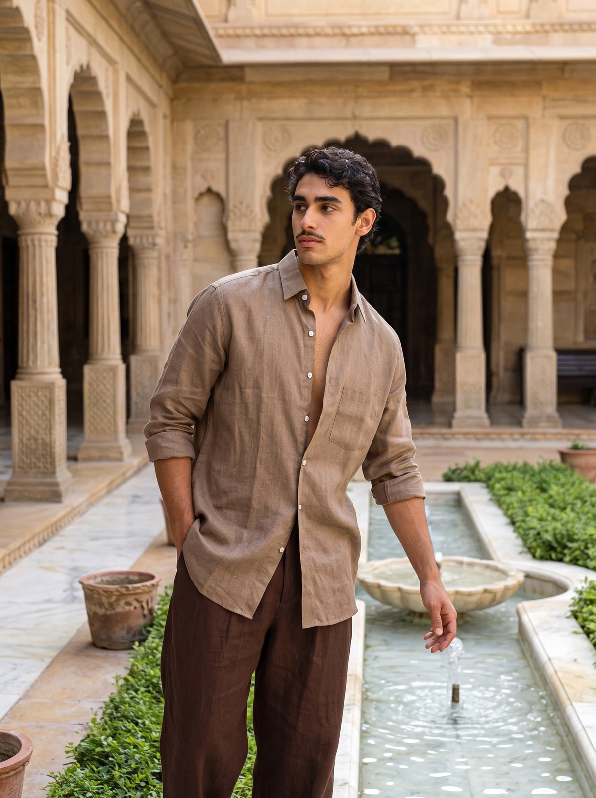 Griffyn walnut pure linen shirt - view 3