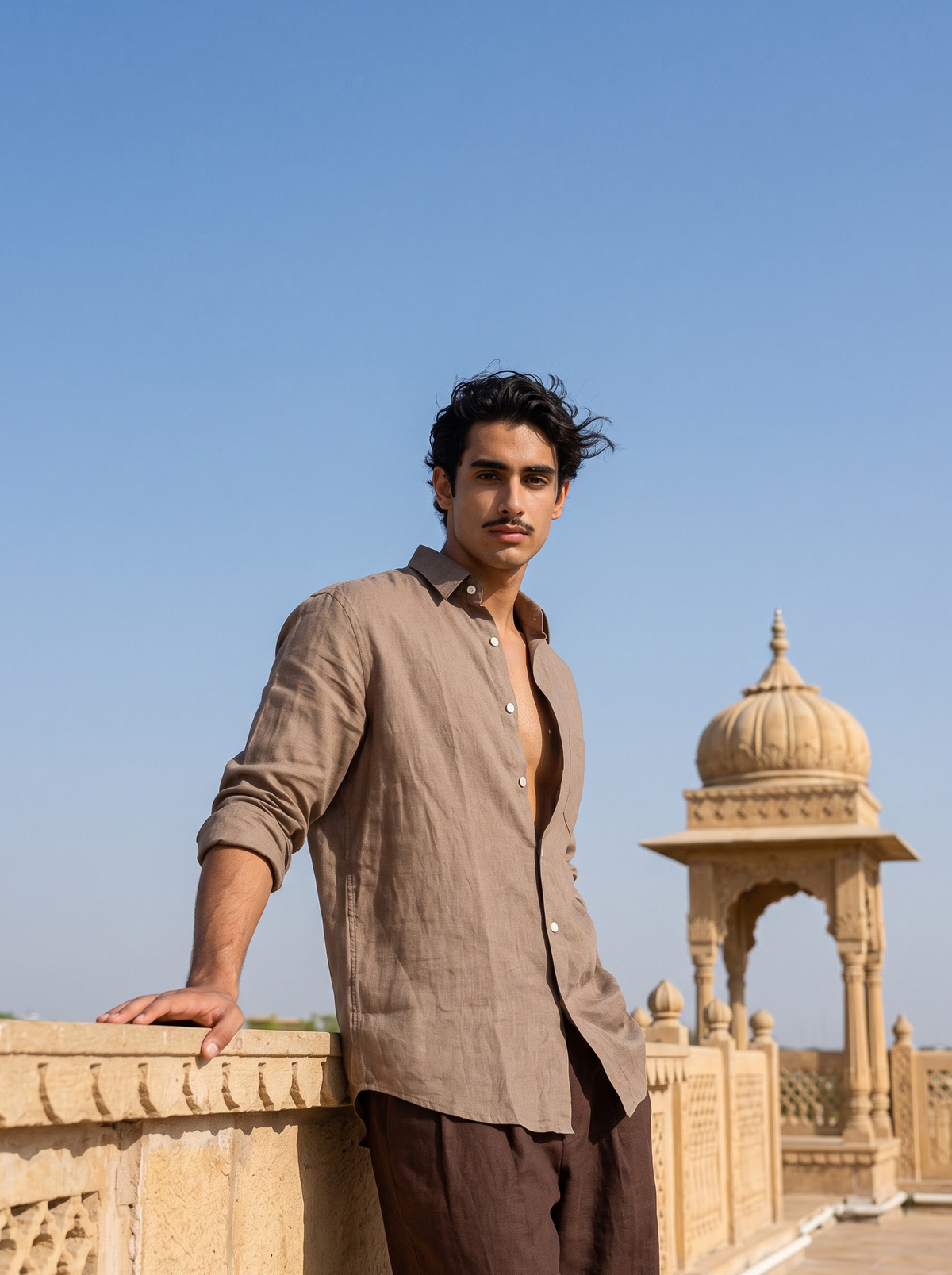 Griffyn walnut pure linen shirt - view 4-87