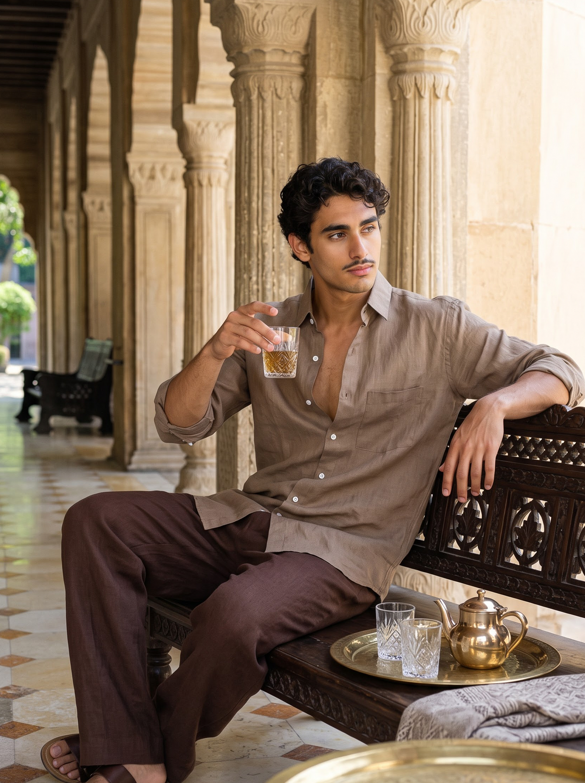 Griffyn walnut pure linen shirt - view 5