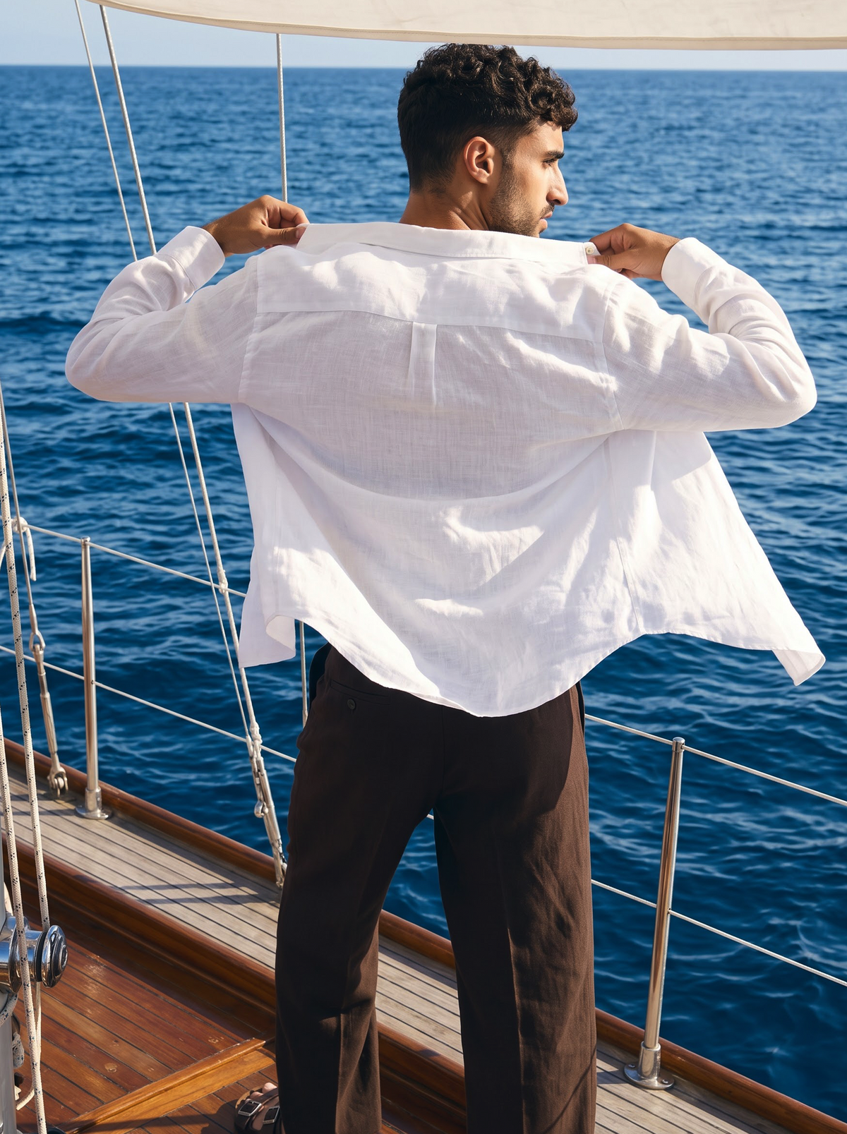 Griffyn white pure linen shirt