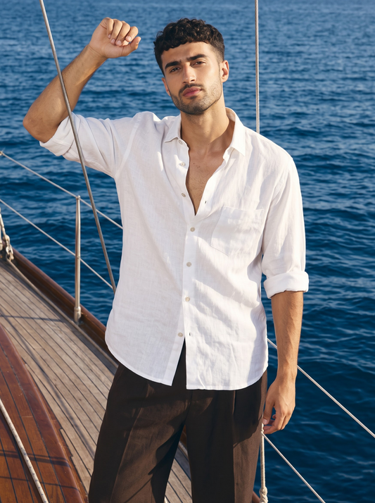 Griffyn white pure linen shirt - view 4